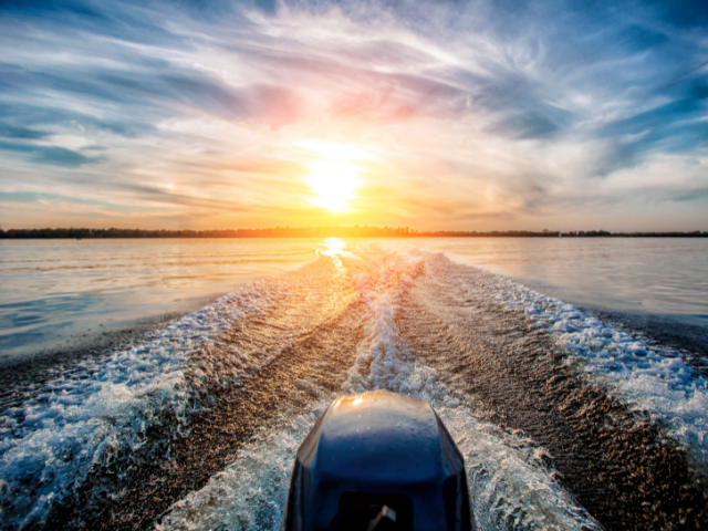 engine on lake