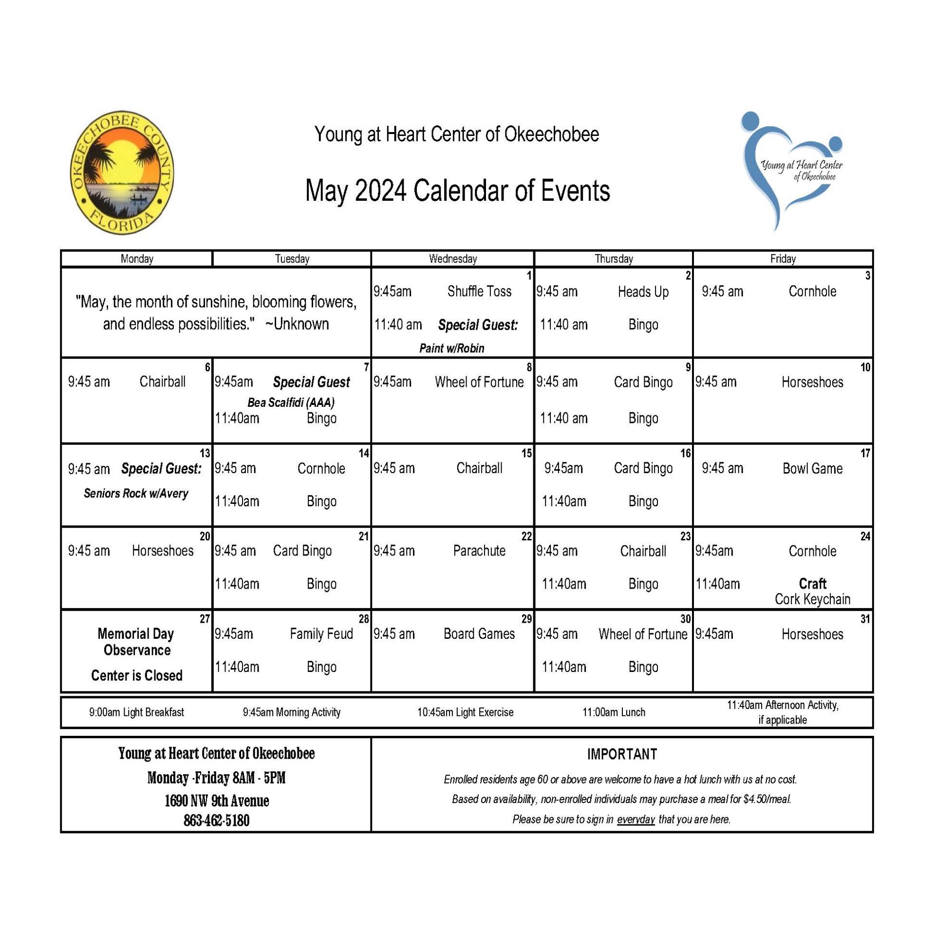 May 2024 Calendar of Events